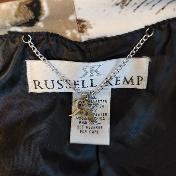 RUSSELL KEMP NEW YORK Women M Brown Multi Animal Print Open Front Blazer Jacket - Picture 3 of 4